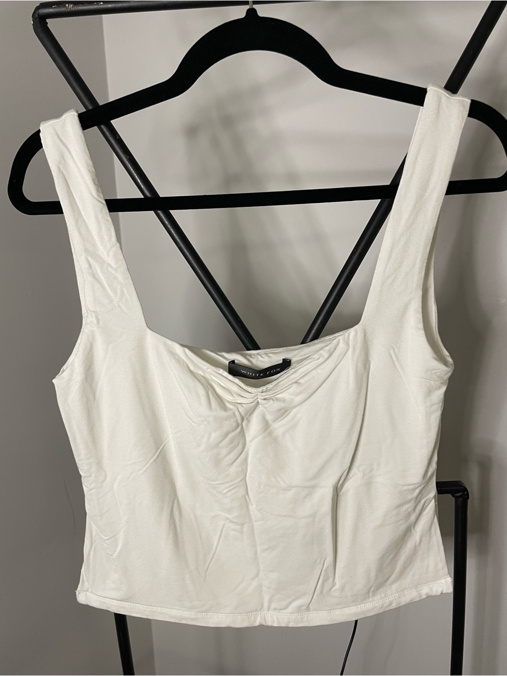 White Fox Boutique Cream-White Scoop Tank with Wide Straps